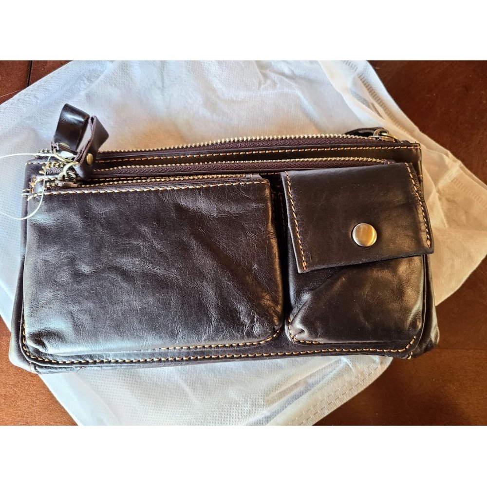 Fanny Pack Crossbody Bag Shoulder Leather Purse Travel Clutch Handbag Women Men - Picture 4 of 13